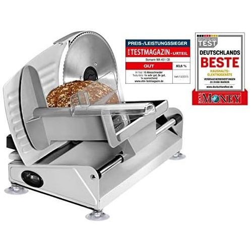  Besuchen Sie den Bomann-Store Bomann MA 451 CB, Vollmetall-Allesschneider, Grosses rostfreies Edelstahlmesser (Ø 190 mm), 150 Watt, Universalwellenschliff, Alu-Druckguss Motorgehause, Stufenlos einstellbare Schn