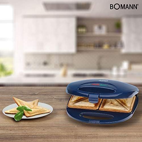  Besuchen Sie den Bomann-Store Sandwich-Toaster 750 Watt 2-Scheiben-Sandwichmaker Antihaft-Beschichtung (UEberhitzungsschutz, Backampel, Kontrollleuchte, Blau)