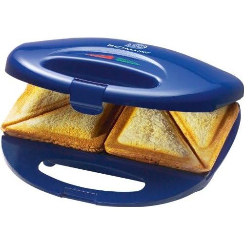  Besuchen Sie den Bomann-Store Sandwich-Toaster 750 Watt 2-Scheiben-Sandwichmaker Antihaft-Beschichtung (UEberhitzungsschutz, Backampel, Kontrollleuchte, Blau)