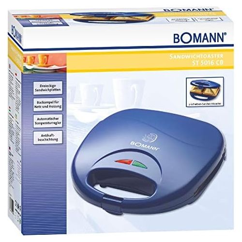  Besuchen Sie den Bomann-Store Sandwich-Toaster 750 Watt 2-Scheiben-Sandwichmaker Antihaft-Beschichtung (UEberhitzungsschutz, Backampel, Kontrollleuchte, Blau)