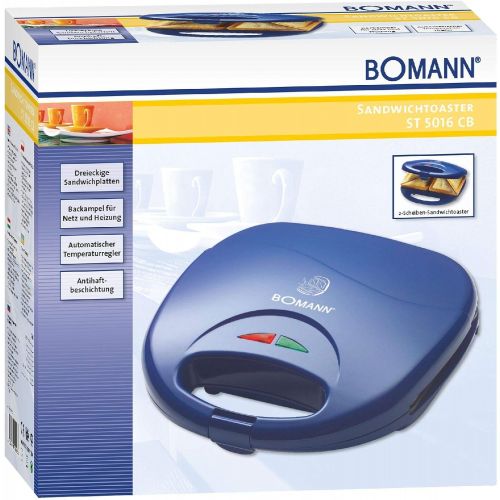  Besuchen Sie den Bomann-Store Sandwich-Toaster 750 Watt 2-Scheiben-Sandwichmaker Antihaft-Beschichtung (UEberhitzungsschutz, Backampel, Kontrollleuchte, Blau)