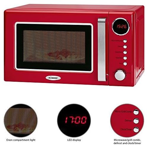  Besuchen Sie den Bomann-Store Bomann MWG 2270 CB 2in1 Mikrowelle Retro-Design, 700 W Mikrowellenleistung, 1000 W Grillleistung, 20 L Garraum, Timerfunktion, Kindersicherung