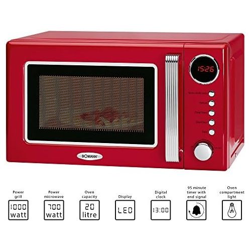  Besuchen Sie den Bomann-Store Bomann MWG 2270 CB 2in1 Mikrowelle Retro-Design, 700 W Mikrowellenleistung, 1000 W Grillleistung, 20 L Garraum, Timerfunktion, Kindersicherung