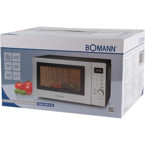  Bomann 3in1 Edelstahl Mikrowelle mit Grill und Heissluft (20 Liter Garraum, 800 Watt, Timer, 11 Stufen, 1350 Watt Grill)