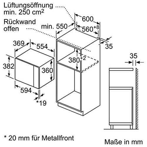  Besuchen Sie den Bosch Hausgerate-Store Bosch BEL554MB0 Serie 6 Einbau-Mikrowelle / 900 W / 25 l / Drehteller 31,5 cm / Tueranschlag Links / 8 voreingestellte Automatikprogramme / Grill-Funktion / Schwarz