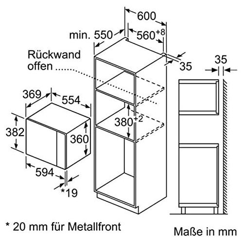  Besuchen Sie den Bosch Hausgerate-Store Bosch BEL554MB0 Serie 6 Einbau-Mikrowelle / 900 W / 25 l / Drehteller 31,5 cm / Tueranschlag Links / 8 voreingestellte Automatikprogramme / Grill-Funktion / Schwarz