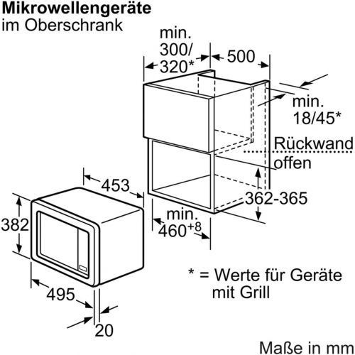  Besuchen Sie den Bosch Hausgerate-Store Bosch HMT75M551 Serie 2 Einbau-Mikrowelle / 800 W / 17 L / Drehteller 24,5 cm / Tueranschlag Links / Edelstahl / AutoPilot 7 / automatische Leistungsstufe nach Gewicht