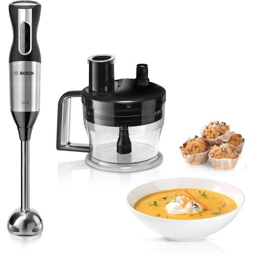  Bosch Hausgerate Bosch MSM6S90B ErgoMixx Stabmixer-Set (Edelstahl-Mixfuss, Multizerkleinerer, Schneebesen, 12 Geschwindigkeitsstufen, 750 Watt) schwarz