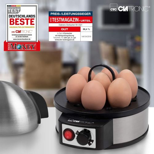  Besuchen Sie den Clatronic-Store Clatronic EK 3321 Eierkocher mit Hartegradeinstellung (7 Eier), akustisches Endsignal, Messbecher mit Eipicker, 400 Watt, Inox