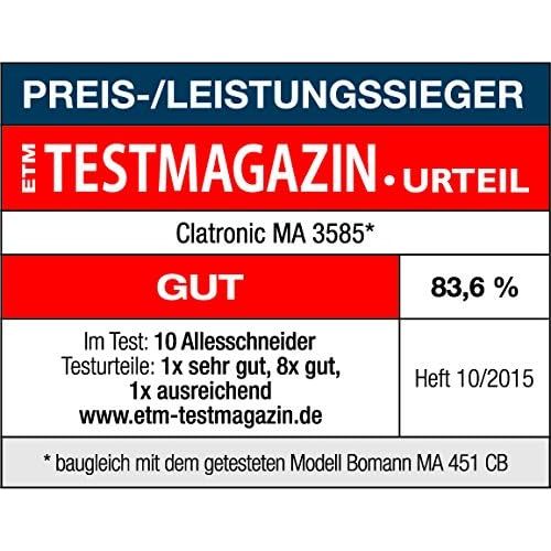  Besuchen Sie den Clatronic-Store Clatronic MA 3585, Vollmetall-Allesschneider, Grosses rostfreies Edelstahlmesser (Ø 190 mm), 150 Watt, Universalwellenschliff, Alu-Druckguss Motorgehause, Stufenlose Schnittstarke (