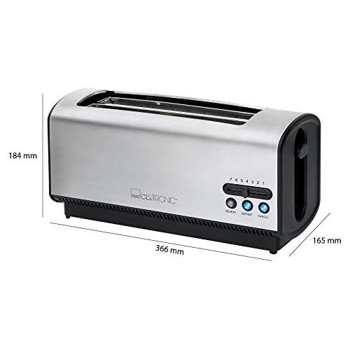  Besuchen Sie den Clatronic-Store Clatronic TA 3687 4 Scheiben-Langschlitztoaster, Zentrierungsfunktion, Edelstahlgehause, Schwarz/Edelstahl