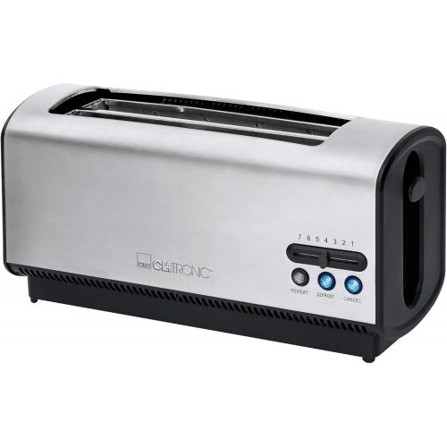  Besuchen Sie den Clatronic-Store Clatronic TA 3687 4 Scheiben-Langschlitztoaster, Zentrierungsfunktion, Edelstahlgehause, Schwarz/Edelstahl