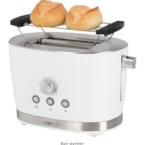  Besuchen Sie den Clatronic-Store Clatronic TA 3690 2-Scheiben-Toaster mit Broetchenaufsatz, Kruemelschublade, Auftaufunktion, Aufwarmfunktion, Schnellstoppfunktion, Weiss