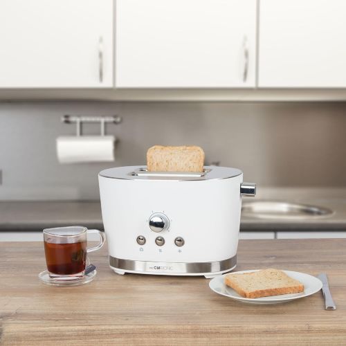  Besuchen Sie den Clatronic-Store Clatronic TA 3690 2-Scheiben-Toaster mit Broetchenaufsatz, Kruemelschublade, Auftaufunktion, Aufwarmfunktion, Schnellstoppfunktion, Weiss