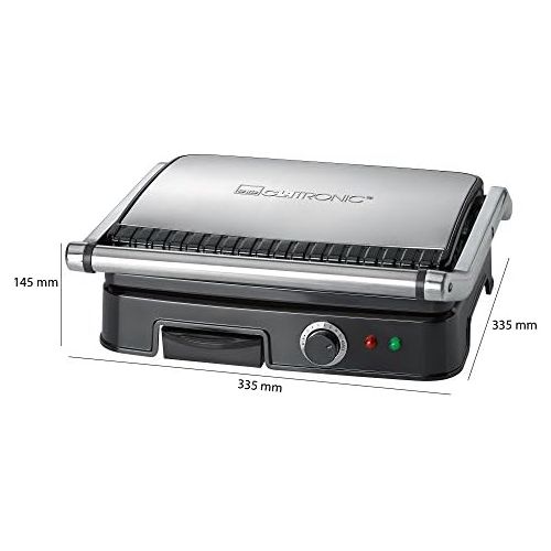  Besuchen Sie den Clatronic-Store Clatronic KG 3487 Kontaktgrill fuer beidseitiges, fettfreies Grillen, antihaftbeschichtete Grillplatten, Edelstahlgehause