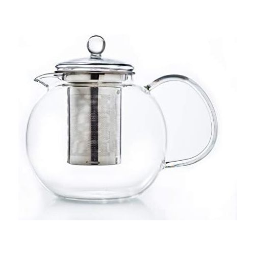  Besuchen Sie den Creano-Store Creano Glas-Teekanne 1,7l 3-teiliger Teebereiter mit integriertem Edelstahl-Sieb und Glas-Deckel, ideal zur Zubereitung von losen Tees, tropffrei, All-in-one