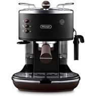 Besuchen Sie den De’Longhi-Store DeLonghi Icona Vintage Espresso Siebtragermaschine KBOV2001.BK - mit professioneller Milchaufschaumduese, 15 bar, 1,4 l, auch fuer Pads geeignet, Edelstahl in Retro Look mit Chrom-De