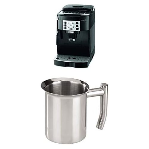  Besuchen Sie den De’Longhi-Store DeLonghi Magnifica S ECAM 22.110.B Kaffeevollautomat, schwarz + Xavax Milchkannchen aus Edelstahl 400 ml, silber