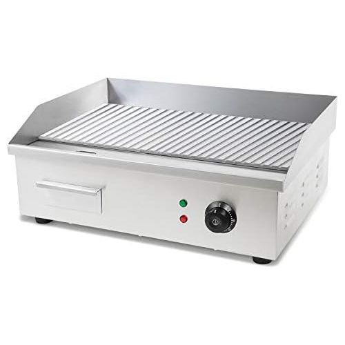  Besuchen Sie den Eberth-Store vertes Elektro-Grillplatte, geriffelt (3000W, 300 °C Maximaltemperatur, Fett-Auffangbehalter, Gusseisen Grillflache, rutschfeste Gummifuesse)