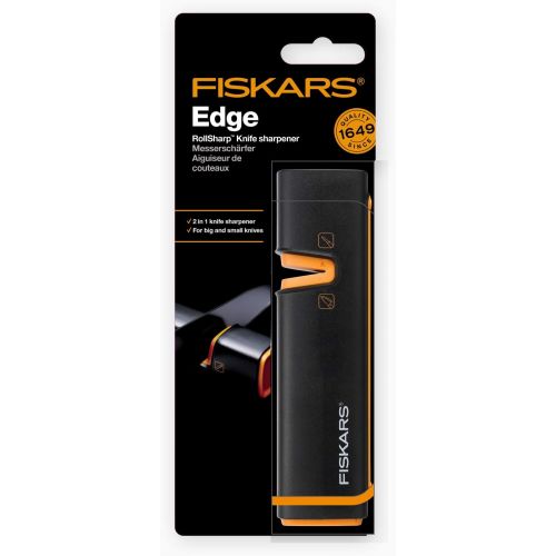  Besuchen Sie den Fiskars-Store Fiskars Messerscharfer fuer scharfe Messerklingen aus Stahl, Keramikschleifstein, Edge, Roll-Sharp, Schwarz/Orange, 1003098