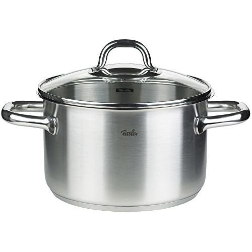  Fissler korfu / Edelstahl-Topfset, 5-teilig, Kochtopf-Set, Toepfe mit Glas-Deckel, Induktion, alle Herdarten (3 Kochtoepfe, 1 Bratentopf, 1 Stielkasserolle-deckellos)