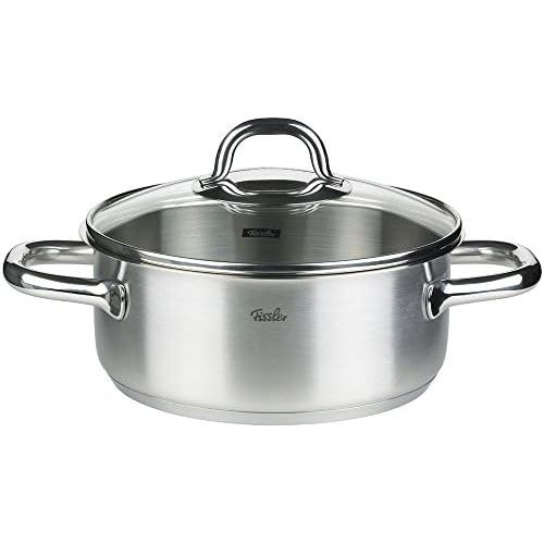  Fissler korfu / Edelstahl-Topfset, 5-teilig, Kochtopf-Set, Toepfe mit Glas-Deckel, Induktion, alle Herdarten (3 Kochtoepfe, 1 Bratentopf, 1 Stielkasserolle-deckellos)