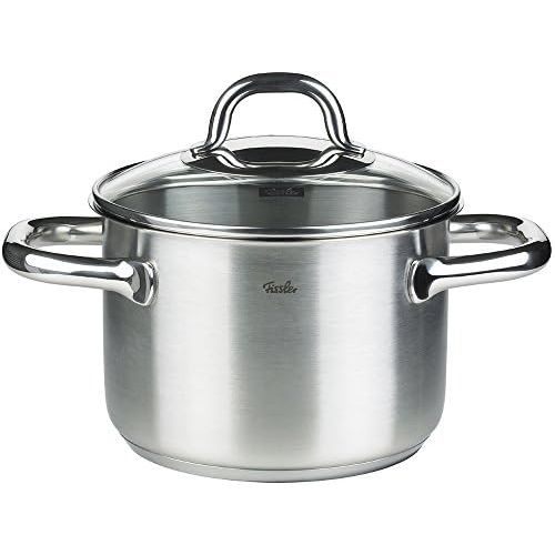  Fissler korfu / Edelstahl-Topfset, 5-teilig, Kochtopf-Set, Toepfe mit Glas-Deckel, Induktion, alle Herdarten (3 Kochtoepfe, 1 Bratentopf, 1 Stielkasserolle-deckellos)