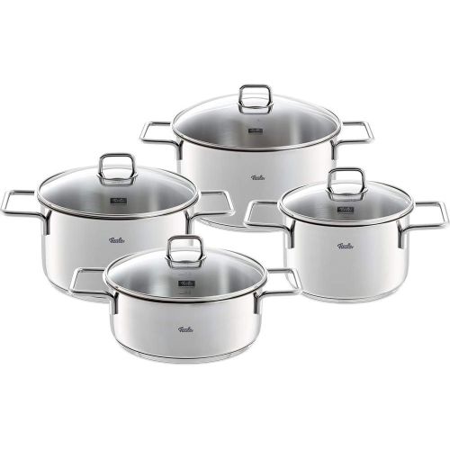  Fissler muenchen / Edelstahl-Topfset, 4-teilig, Kochtopf-Set, Toepfe mit Glas-Deckel, Induktion, alle Herdarten (3 Kochtoepfe, 1 Bratentopf)