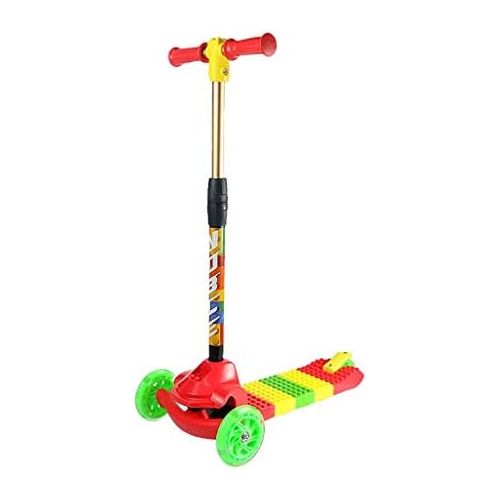  Besuchen Sie den JIN-Store JIN Faltende dreiradrige Roller-Bausteine der Kinder bauten Baby-Roller (Farbe : Rot)