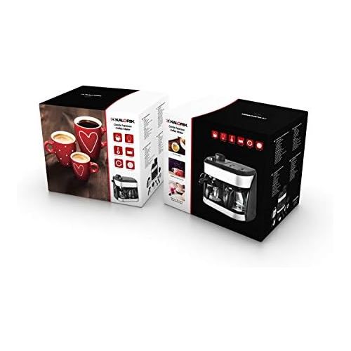  Team Kalorik 2-in-1 Kaffee- und Espressomaschine, Inklusive 2 Glaskannen (1,25 l + 0,24 l), 1800 W, Schwarz/Silber, TKG EXP 1001 C