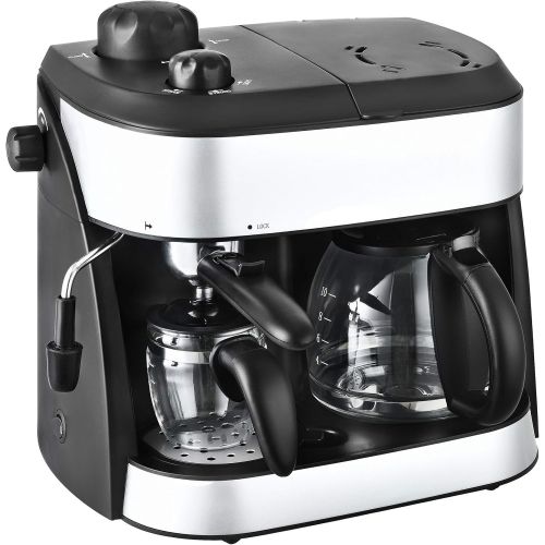  Team Kalorik 2-in-1 Kaffee- und Espressomaschine, Inklusive 2 Glaskannen (1,25 l + 0,24 l), 1800 W, Schwarz/Silber, TKG EXP 1001 C