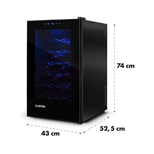  Besuchen Sie den Klarstein-Store Klarstein MKS-2 - Weinkuehlschrank, Getrankekuehlschrank, 28 Flaschen, 6 Regaleinschuebe, 70 Liter, Touchpad, 8-18° C Temperaturbereich, LED, Panorama-Tuer, leise, Nennleistung 65W, sc