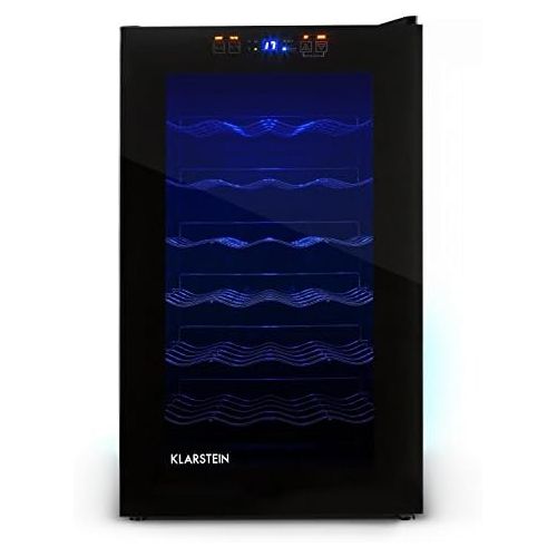  Besuchen Sie den Klarstein-Store Klarstein MKS-2 - Weinkuehlschrank, Getrankekuehlschrank, 28 Flaschen, 6 Regaleinschuebe, 70 Liter, Touchpad, 8-18° C Temperaturbereich, LED, Panorama-Tuer, leise, Nennleistung 65W, sc