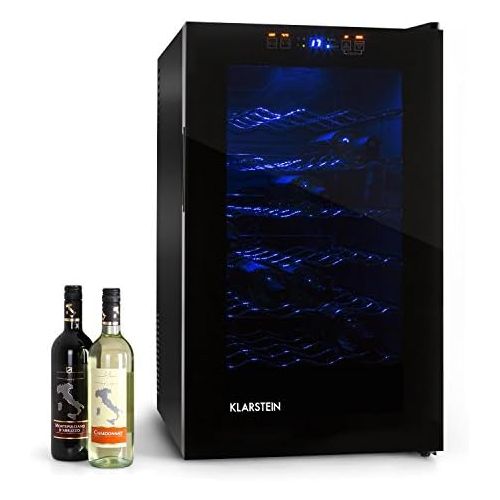  Besuchen Sie den Klarstein-Store Klarstein MKS-2 - Weinkuehlschrank, Getrankekuehlschrank, 28 Flaschen, 6 Regaleinschuebe, 70 Liter, Touchpad, 8-18° C Temperaturbereich, LED, Panorama-Tuer, leise, Nennleistung 65W, sc