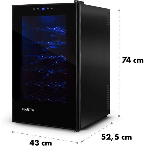  Besuchen Sie den Klarstein-Store Klarstein MKS-2 - Weinkuehlschrank, Getrankekuehlschrank, 28 Flaschen, 6 Regaleinschuebe, 70 Liter, Touchpad, 8-18° C Temperaturbereich, LED, Panorama-Tuer, leise, Nennleistung 65W, sc