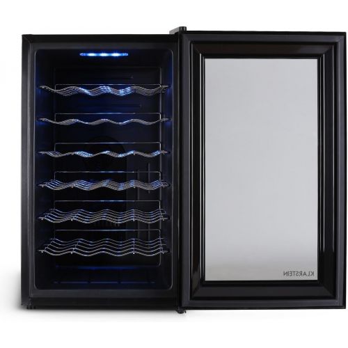  Besuchen Sie den Klarstein-Store Klarstein MKS-2 - Weinkuehlschrank, Getrankekuehlschrank, 28 Flaschen, 6 Regaleinschuebe, 70 Liter, Touchpad, 8-18° C Temperaturbereich, LED, Panorama-Tuer, leise, Nennleistung 65W, sc