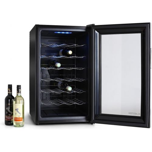  Besuchen Sie den Klarstein-Store Klarstein MKS-2 - Weinkuehlschrank, Getrankekuehlschrank, 28 Flaschen, 6 Regaleinschuebe, 70 Liter, Touchpad, 8-18° C Temperaturbereich, LED, Panorama-Tuer, leise, Nennleistung 65W, sc