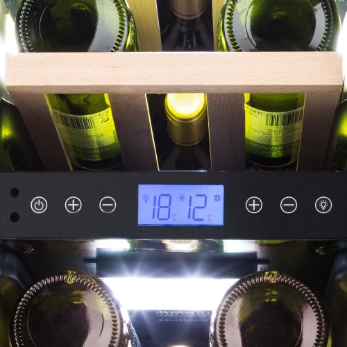  Besuchen Sie den Klarstein-Store Klarstein Vinovilla Duo17 - Weinkuehlschrank, Getrankekuehlschrank, Volumen: 53 Liter, 4 Holzeinschuebe, Touch-Bediensektion, LED-Innenbeleuchtung in 3 Farben wahlbar, zwei Kuehlzonen,
