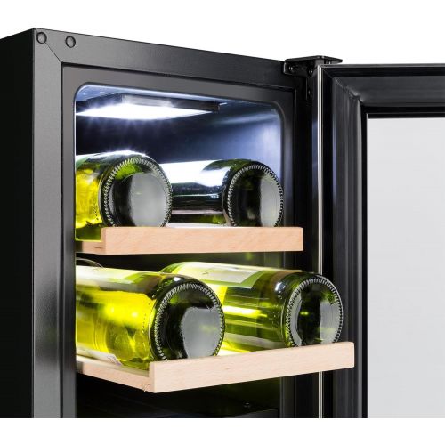  Besuchen Sie den Klarstein-Store Klarstein Vinovilla Duo17 - Weinkuehlschrank, Getrankekuehlschrank, Volumen: 53 Liter, 4 Holzeinschuebe, Touch-Bediensektion, LED-Innenbeleuchtung in 3 Farben wahlbar, zwei Kuehlzonen,