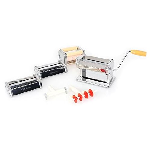  Besuchen Sie den Klarstein-Store Klarstein Siena - Pasta Maker, Nudelmaschine, Pastamaschine, verchromter Edelstahl, Teigbreite 150 mm, Knetwalze verstellbar, Schneidwerkzeug, inkl. Teigschneider und Tischklemme,