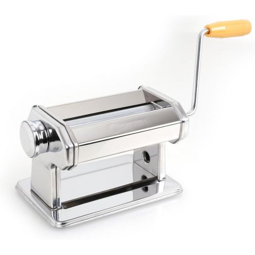  Besuchen Sie den Klarstein-Store Klarstein Siena - Pasta Maker, Nudelmaschine, Pastamaschine, verchromter Edelstahl, Teigbreite 150 mm, Knetwalze verstellbar, Schneidwerkzeug, inkl. Teigschneider und Tischklemme,