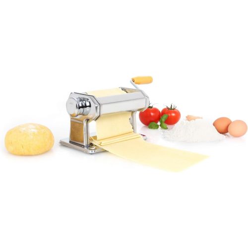  Besuchen Sie den Klarstein-Store Klarstein Siena - Pasta Maker, Nudelmaschine, Pastamaschine, verchromter Edelstahl, Teigbreite 150 mm, Knetwalze verstellbar, Schneidwerkzeug, inkl. Teigschneider und Tischklemme,