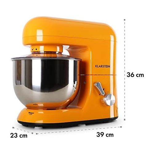  Klarstein Bella Orangina Kuechenmaschine Ruehrgerat (1200 Watt, 5,2 Liter-Ruehrschuessel, 6-stufige Geschwindigkeit) orange