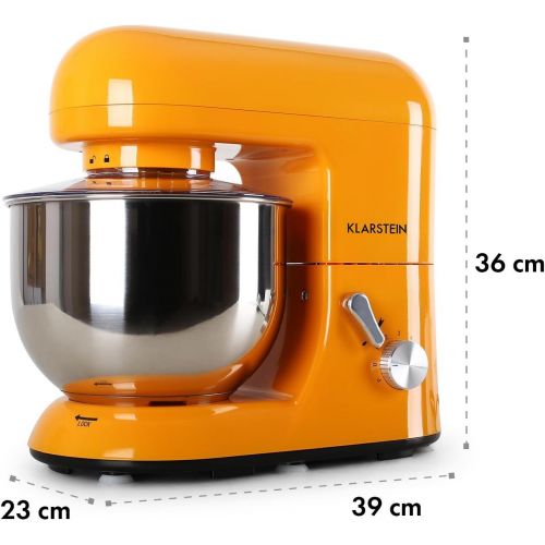  Klarstein Bella Orangina Kuechenmaschine Ruehrgerat (1200 Watt, 5,2 Liter-Ruehrschuessel, 6-stufige Geschwindigkeit) orange