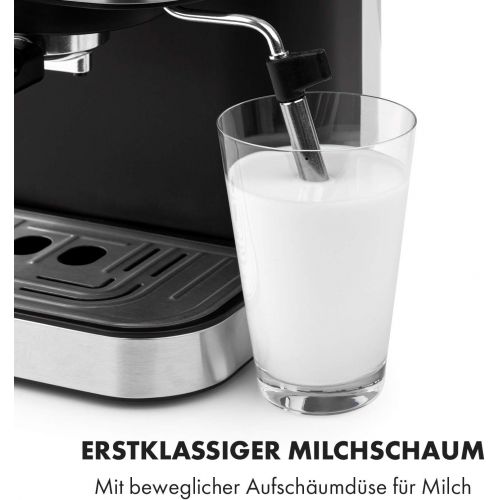  Klarstein Arabica Espressomaschine - 1050 Watt, 15 Bar, 1,5 Liter Wassertank, LED Digital-Display, abwaschbares Tropfgitter, bewegliche Aufschaumduese, abnehmbarer Wassertank, Edels