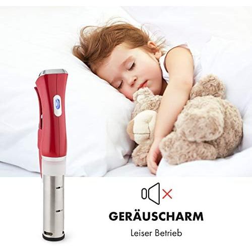  TESTSIEGER* Klarstein Quickstick Sous Vide Garer (3D Circulation, 1300 Watt, 50-95°C Temperaturbereich, bis 20 Liter Fuellvolumen, LCD Touch-Display) rot