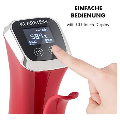  TESTSIEGER* Klarstein Quickstick Sous Vide Garer (3D Circulation, 1300 Watt, 50-95°C Temperaturbereich, bis 20 Liter Fuellvolumen, LCD Touch-Display) rot