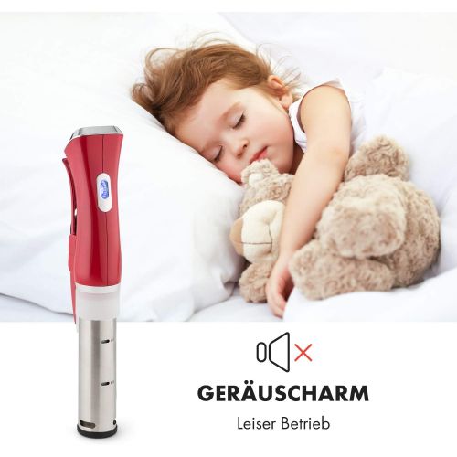  TESTSIEGER* Klarstein Quickstick Sous Vide Garer (3D Circulation, 1300 Watt, 50-95°C Temperaturbereich, bis 20 Liter Fuellvolumen, LCD Touch-Display) rot