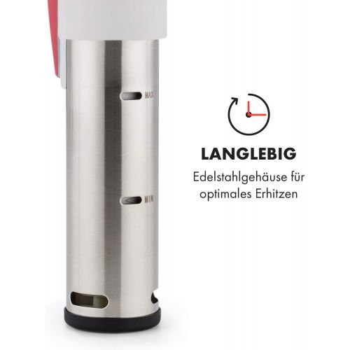  TESTSIEGER* Klarstein Quickstick Sous Vide Garer (3D Circulation, 1300 Watt, 50-95°C Temperaturbereich, bis 20 Liter Fuellvolumen, LCD Touch-Display) rot