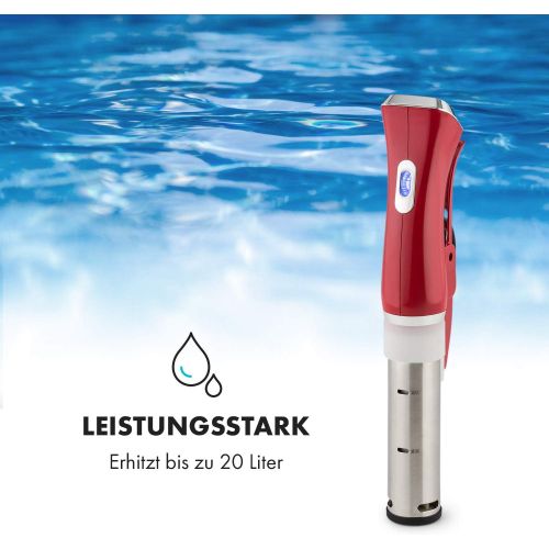  TESTSIEGER* Klarstein Quickstick Sous Vide Garer (3D Circulation, 1300 Watt, 50-95°C Temperaturbereich, bis 20 Liter Fuellvolumen, LCD Touch-Display) rot